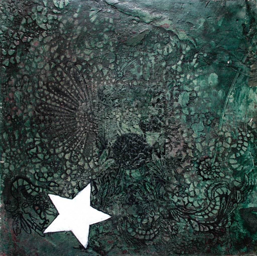 mixed media on panel
14 x 14